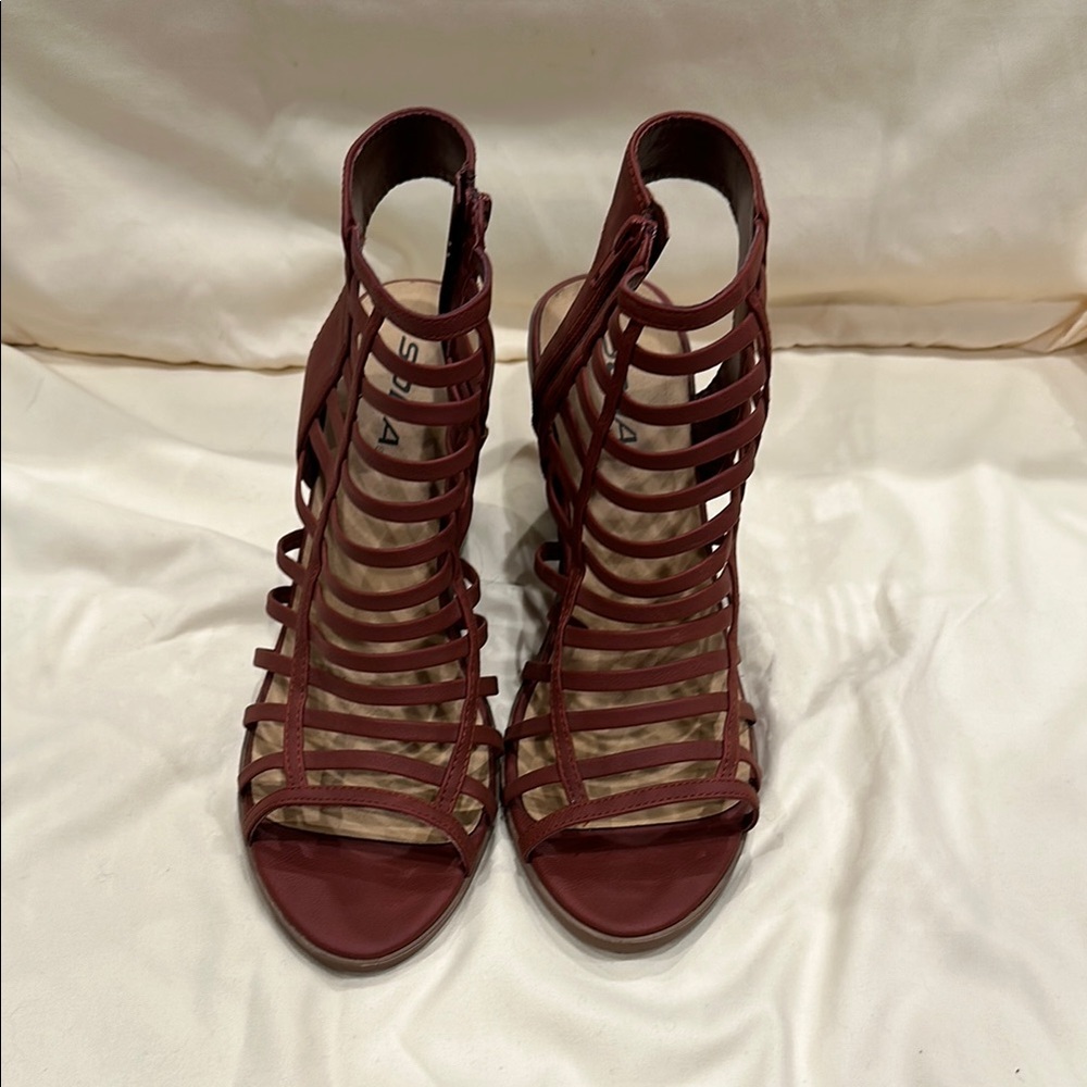Soda Strappy Burgundy Sandals